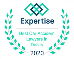 Insignia de los mejores abogados de accidentes automovilísticos en Dallas 2020