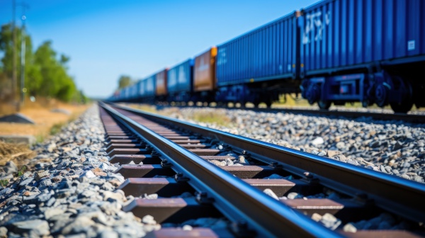 A cargo train and another empty track. 